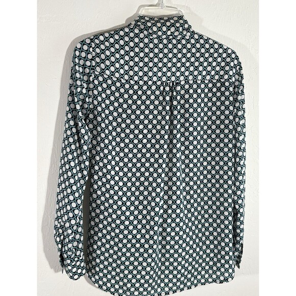 Anthropologie Pleione Faux Wrap Blouse Black Bubble Abstract CrossCross Petite S - Picture 6 of 9